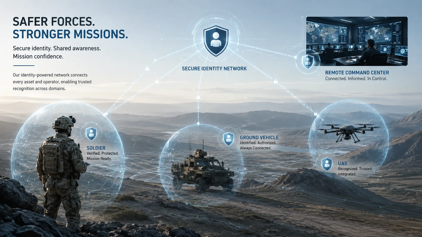 Networked view of friendly positions shared across a dispersed team.